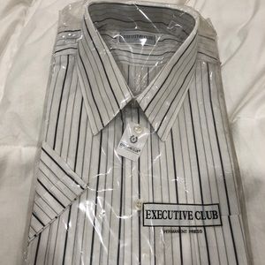 Dress shirt white black striped short sleeve